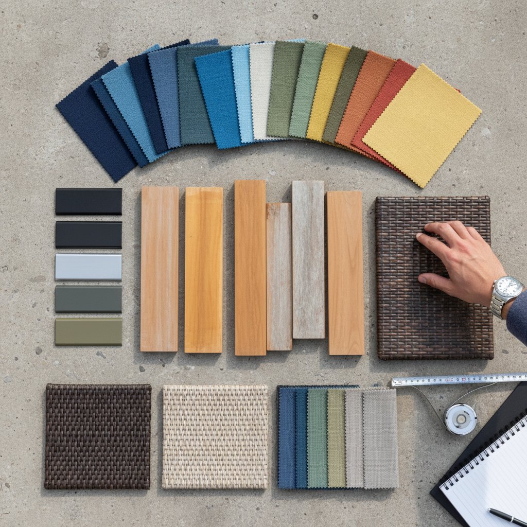 Rooftop terrace furniture arrangement