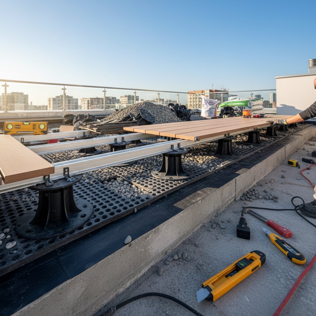 Rooftop terrace lighting setup